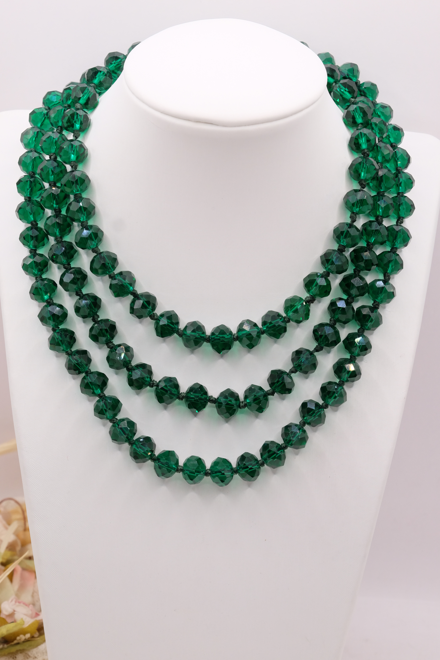 COLLANA CHARLESTON CHANEL CRISTALLI SFACCETTATI BORGOGNA VERDE LUCE (2)