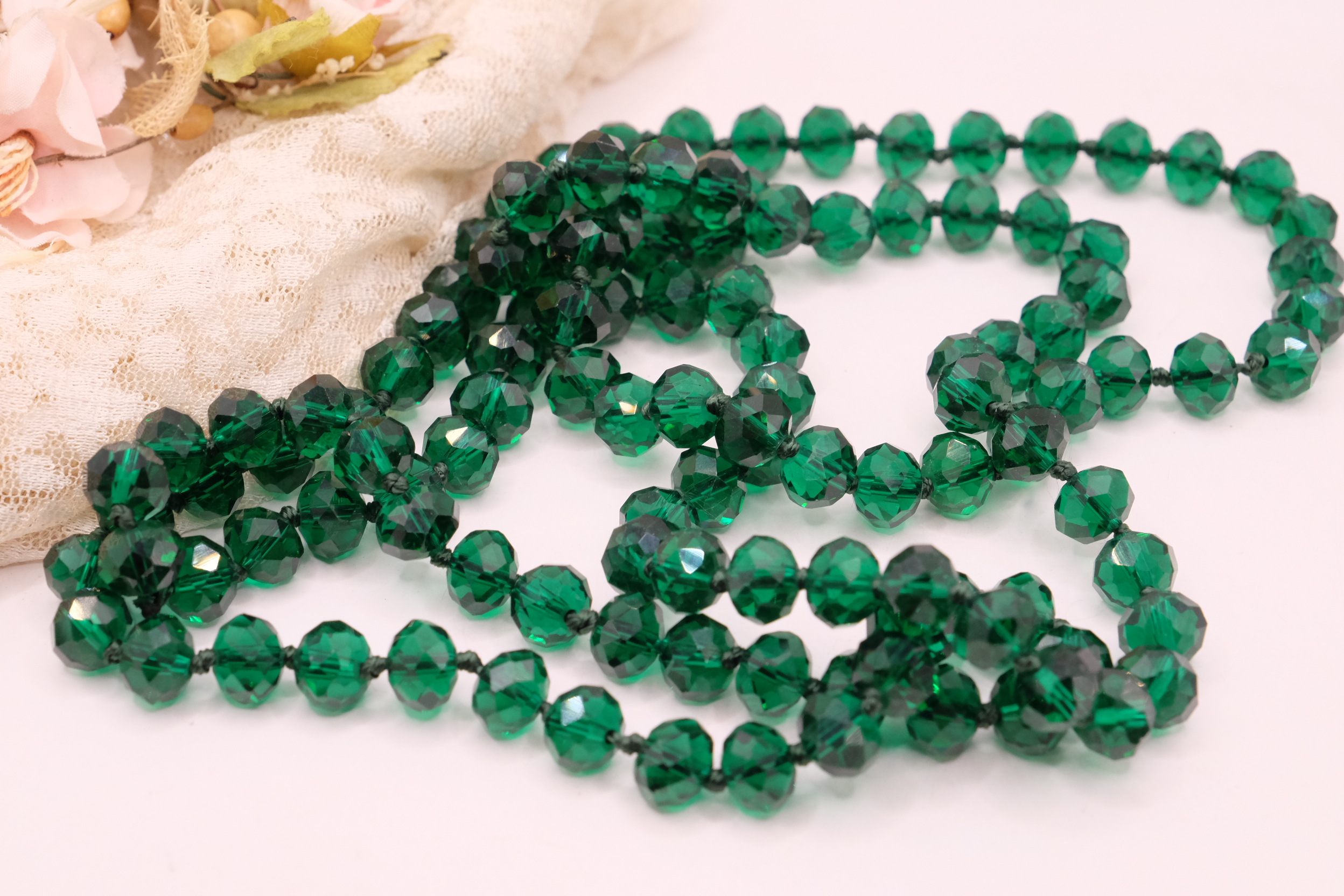 COLLANA CHARLESTON CHANEL CRISTALLI SFACCETTATI BORGOGNA VERDE LUCE (3)