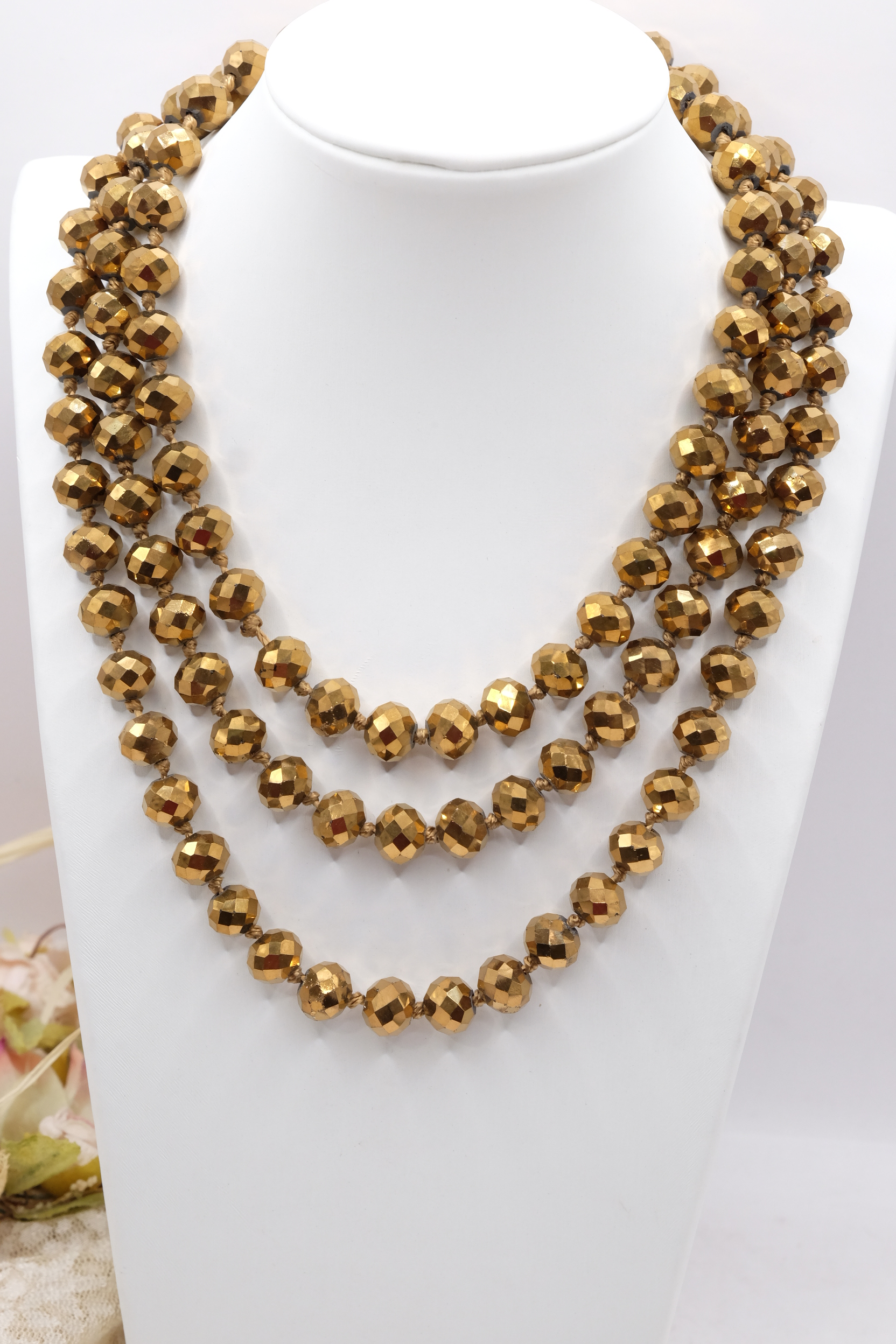 COLLANA CHARLESTON CHANEL CRISTALLI SFACCETTATI ORO CALDO (1)