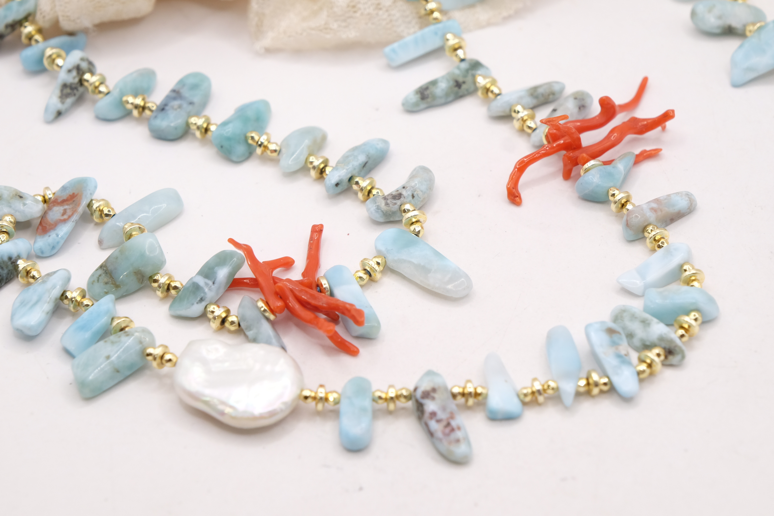 COLLANA CHARLESTON CHANEL PREZIOSO LARIMAR CORALLO E PERLE NATURALI (5)