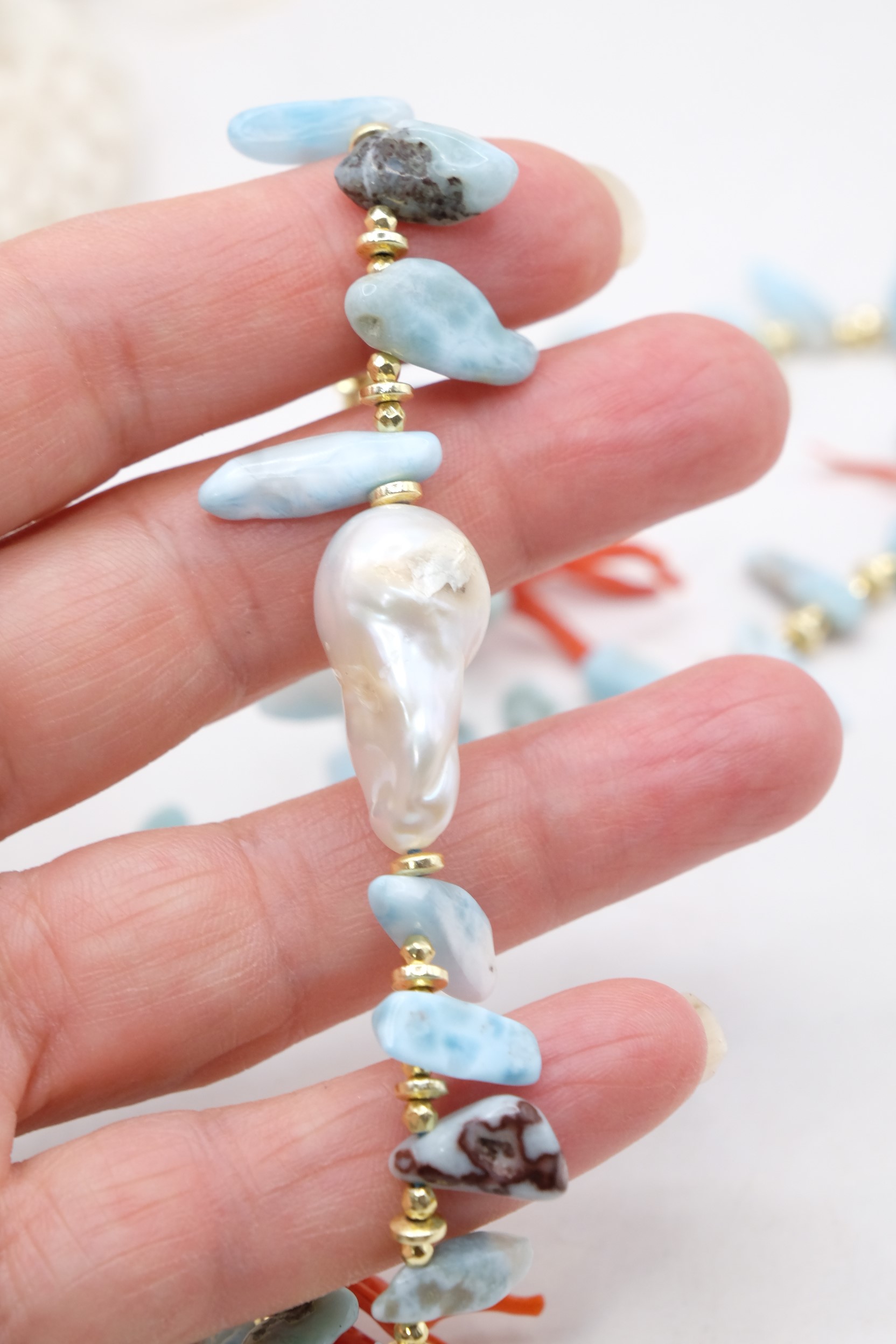 COLLANA CHARLESTON CHANEL PREZIOSO LARIMAR CORALLO E PERLE NATURALI (6)