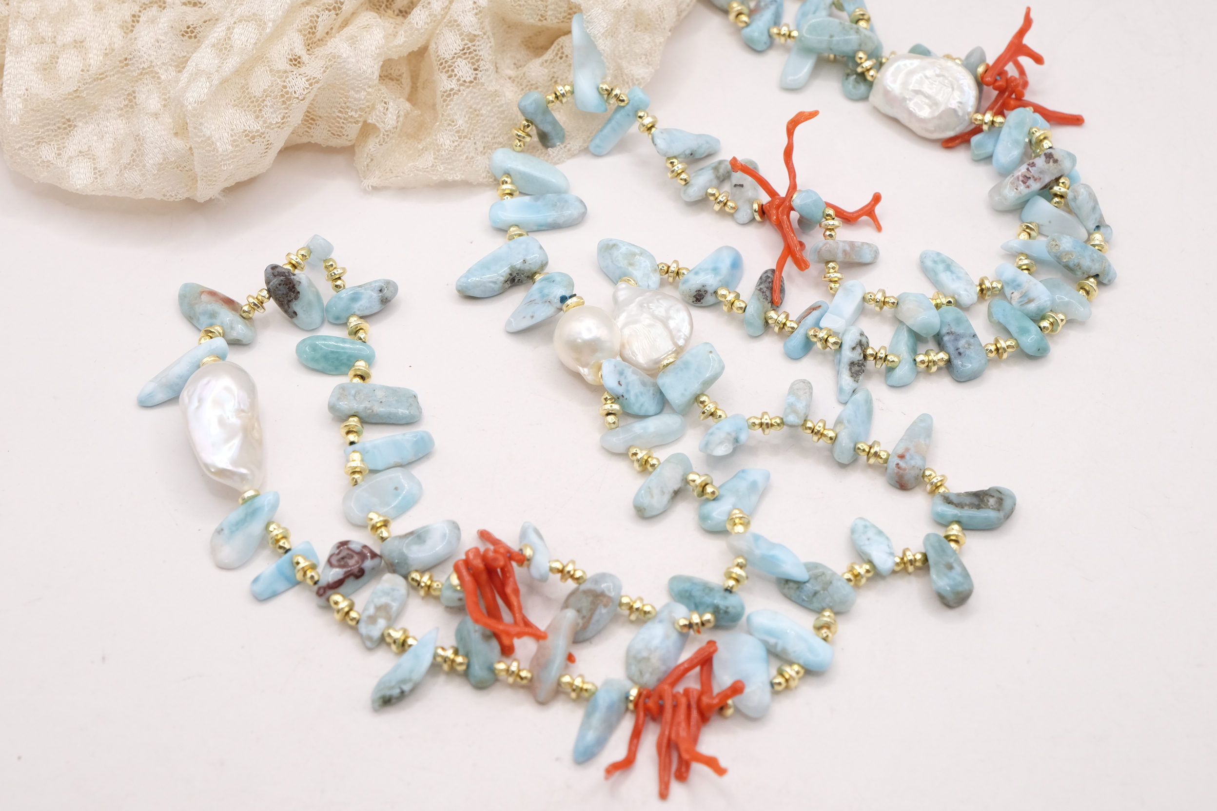 COLLANA CHARLESTON CHANEL PREZIOSO LARIMAR CORALLO E PERLE NATURALI (7)