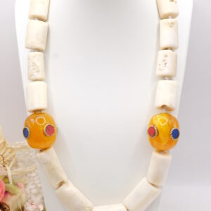 Collana Corallo Bamboo Bianco Elementi Nepalesi 3 varianti