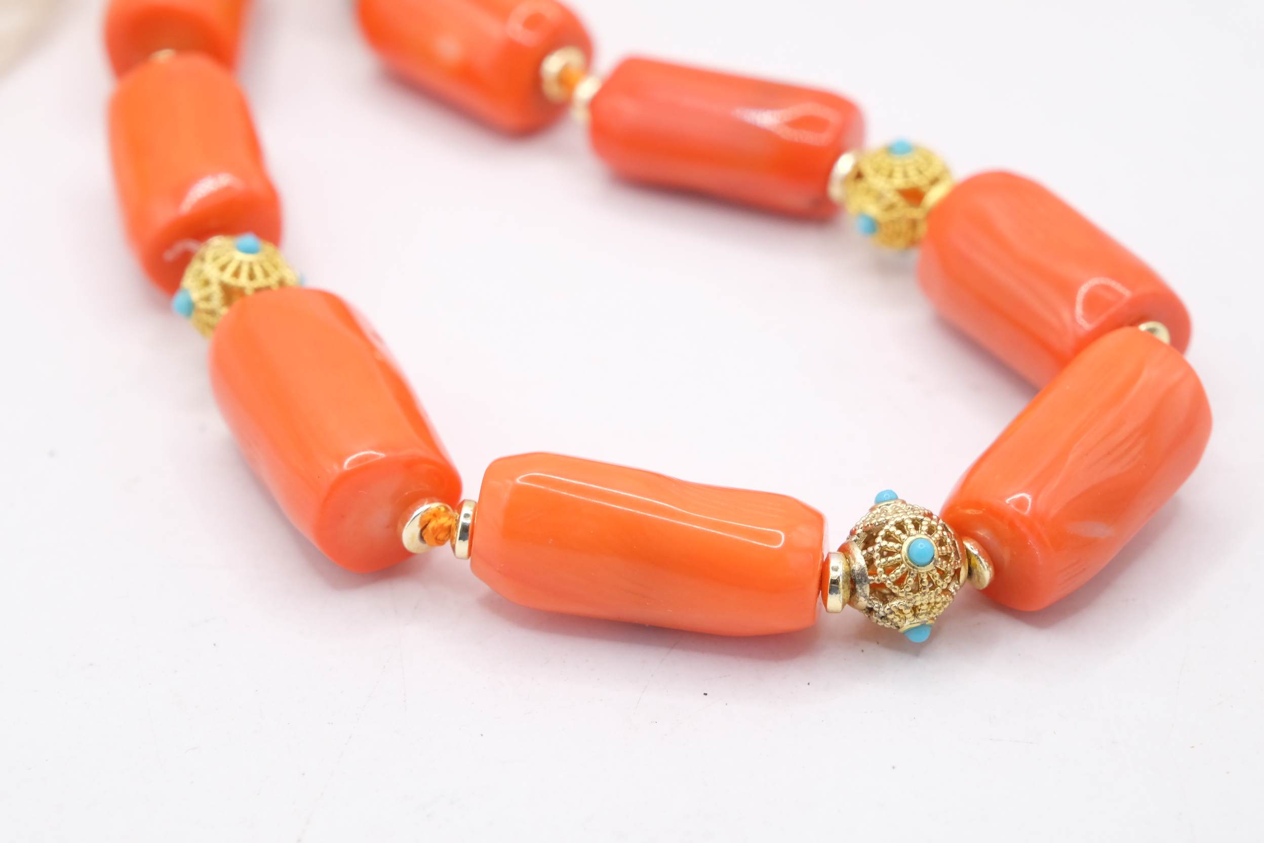 COLLANA CORALLO BAMBOO COLORE SCIACCA FILIGRANE OTTONE TURCHESE ACCIAIO (4)