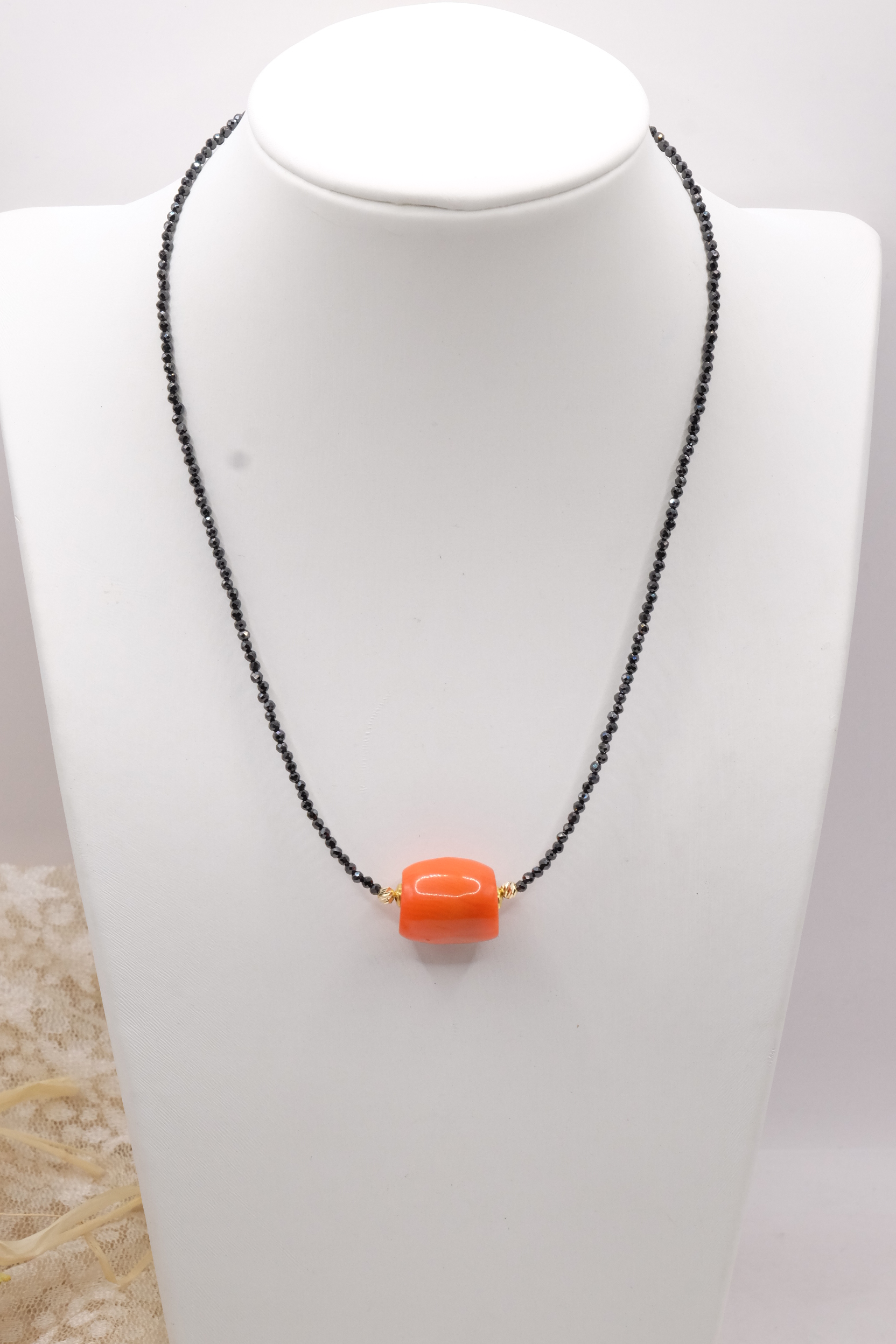 COLLANA DIAMONDS BLACK ZIRCONI NERI NERO CORALLO BAMBOO (1)