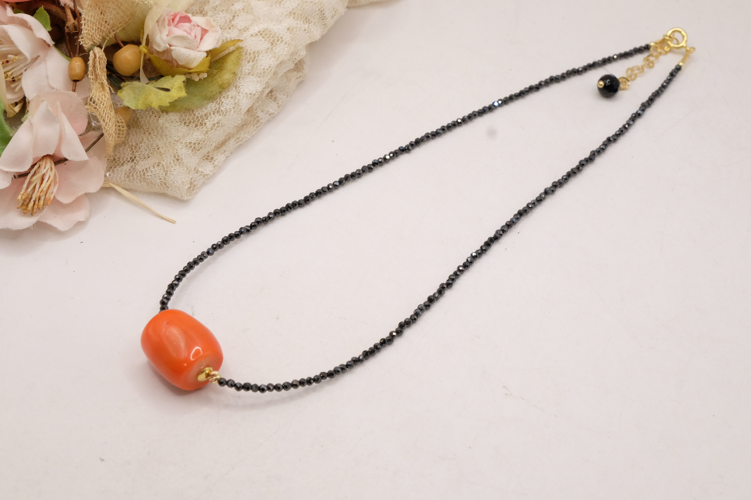 COLLANA DIAMONDS BLACK ZIRCONI NERI NERO CORALLO BAMBOO (3)