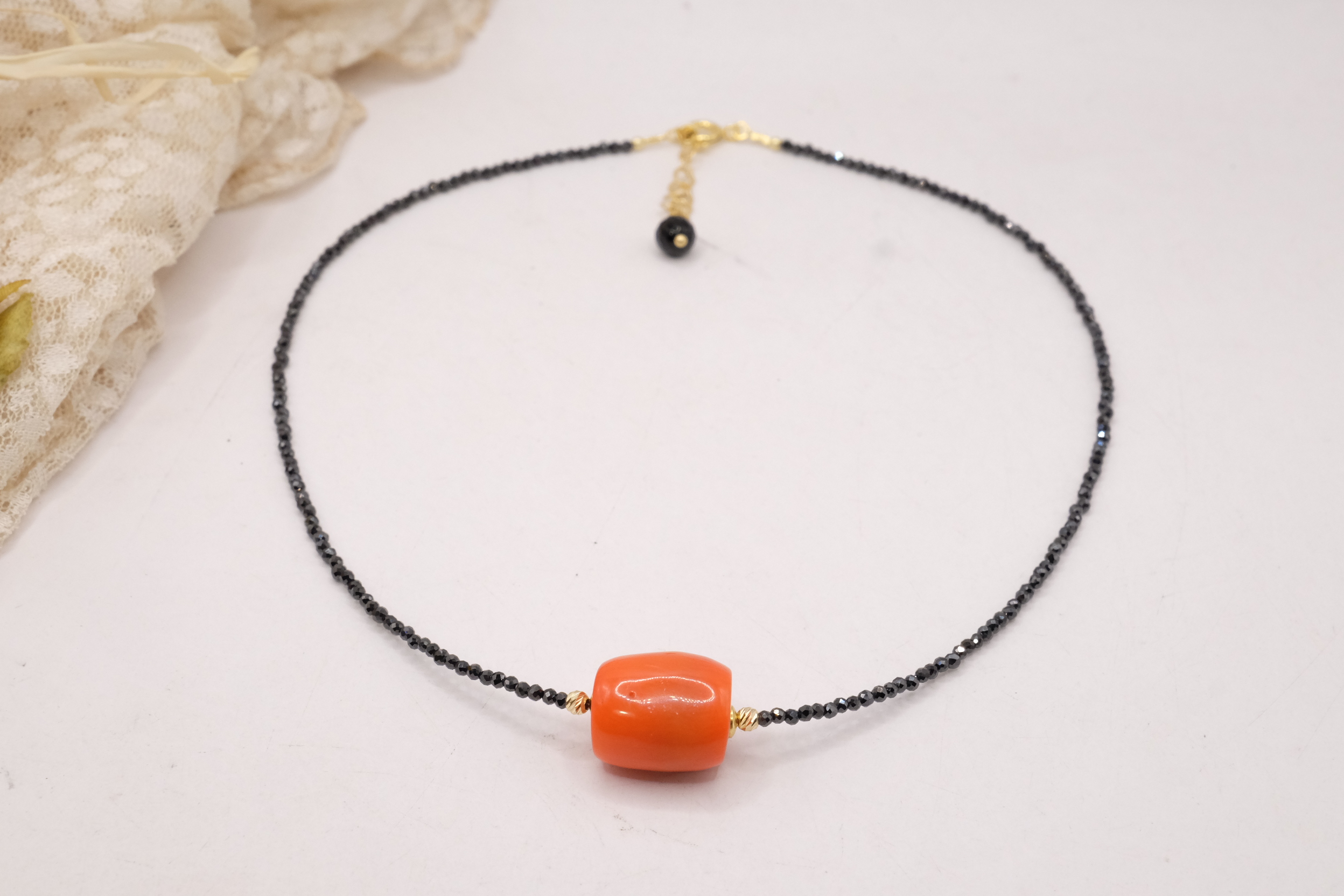 COLLANA DIAMONDS BLACK ZIRCONI NERI NERO CORALLO BAMBOO (5)