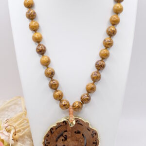 Collana Diaspro Mandala Bordo Oro Acciaio