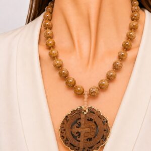 Collana Diaspro Mandala Bordo Oro Acciaio