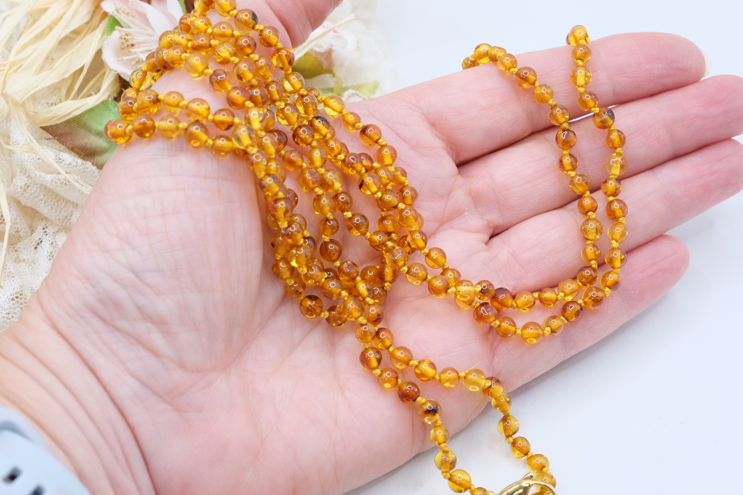 COLLANA MANDALA AMBRA ARTIGIANALE LUNGHISSIMA (1)