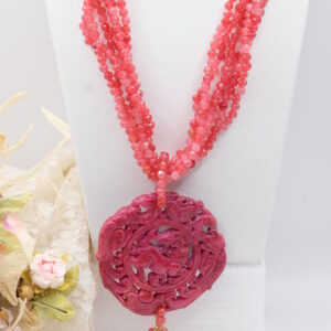 Collana Artigianale Multifilo Giada Rubino Mandala
