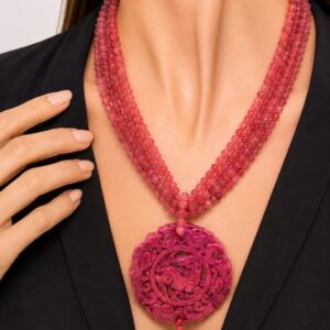Collana Artigianale Multifilo Giada Rubino Mandala