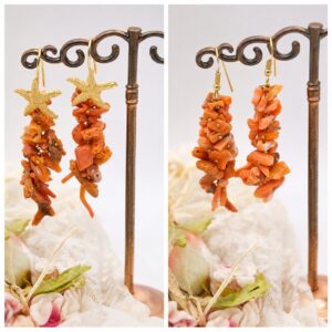 Orecchini corallo rosso Mediterraneo Ottone Con o Senza Stella