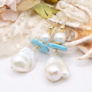 Orecchini Turchese Naturale Perle Argento 925