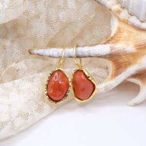 Orecchini Corallo Rosso del Mediterraneo Argento Martellato 925