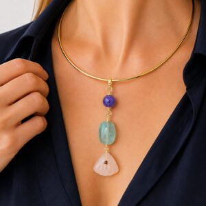 Pendente Artigianale Ametista Fluorite Quarzo Rosa