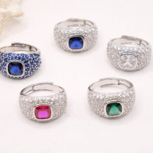 Anello Fascione Zirconi Rubino Zaffiro Smeraldo Chiaro Regolabile