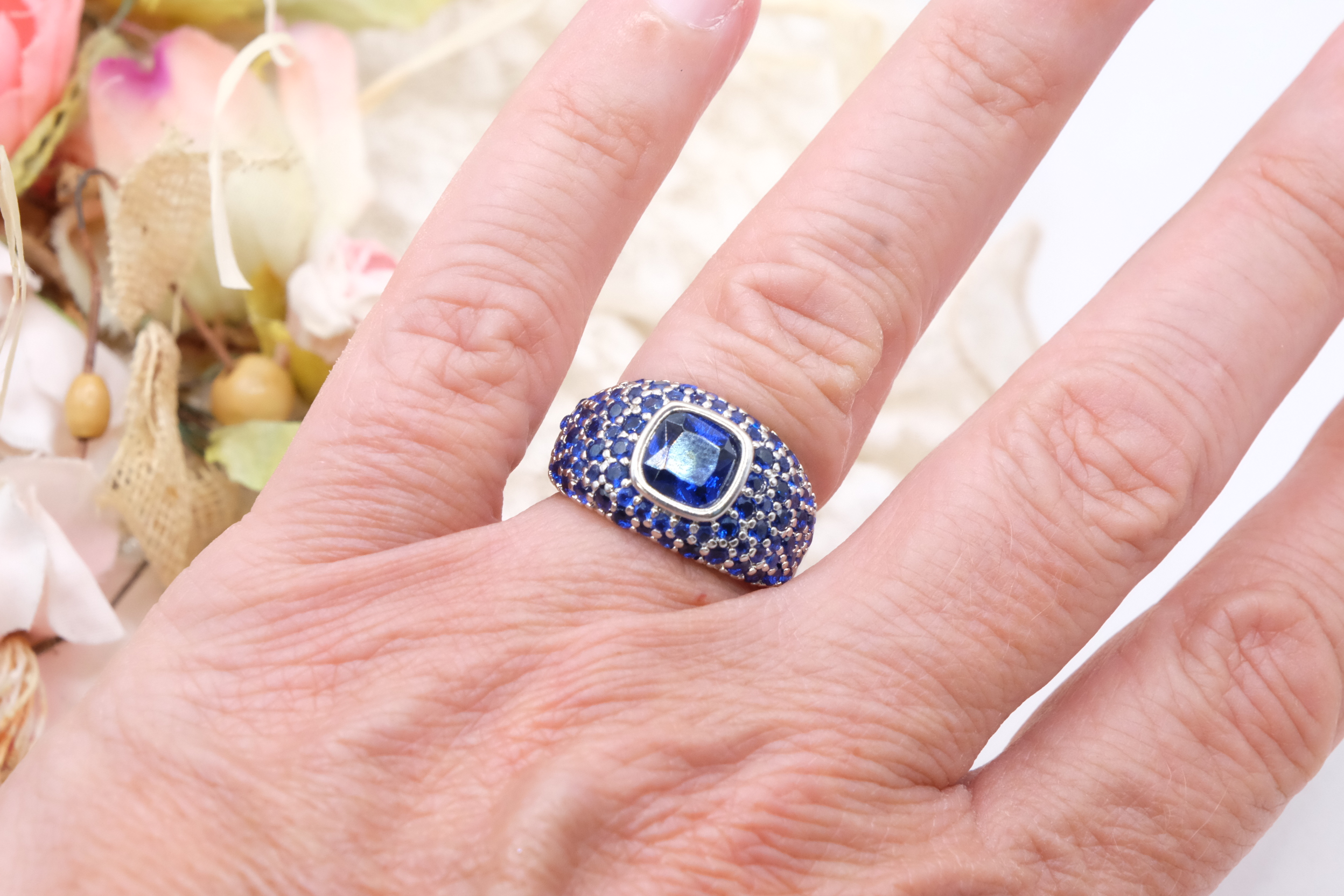 ANELLO FASCIONE ZIRCONI ZAFFIRO CHIARO RUBINO SMERALDO REGOLABILE (5)