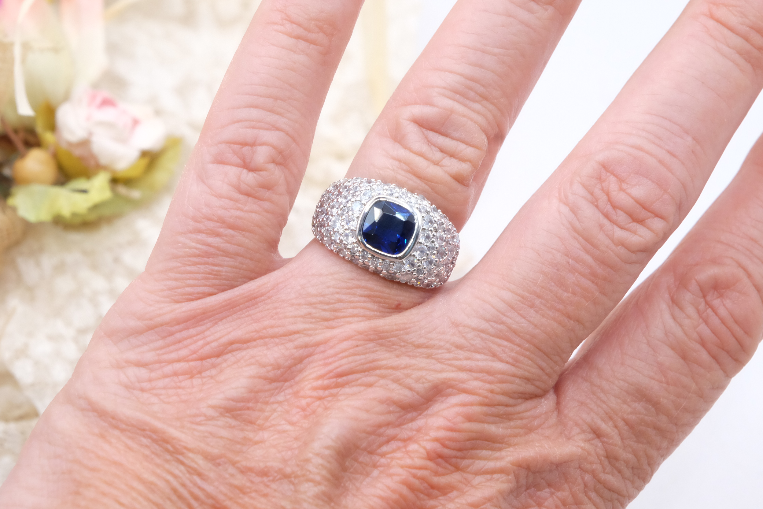 ANELLO FASCIONE ZIRCONI ZAFFIRO CHIARO RUBINO SMERALDO REGOLABILE (9)
