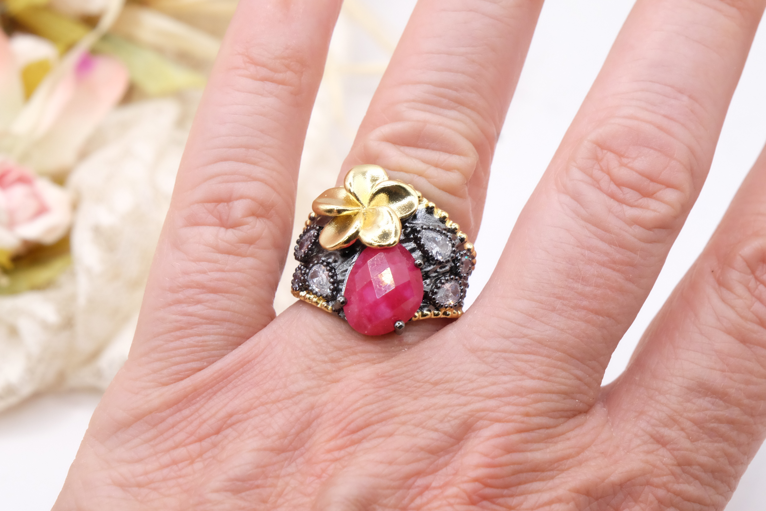 ANELLO PIETRE DURE OTTONE BRUNITO PIETRE DURE NATURALI (1)