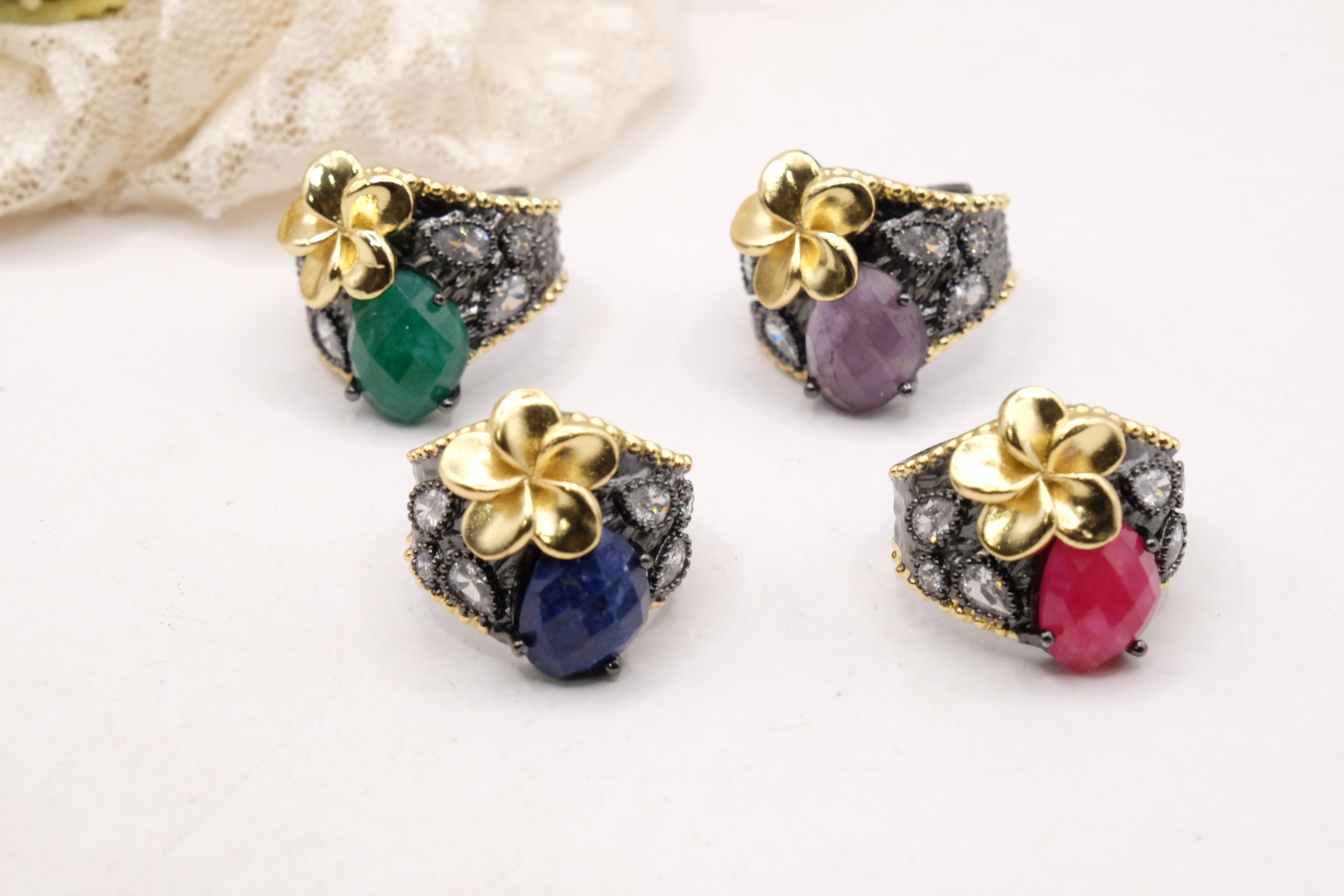 ANELLO PIETRE DURE OTTONE BRUNITO PIETRE DURE NATURALI (2)
