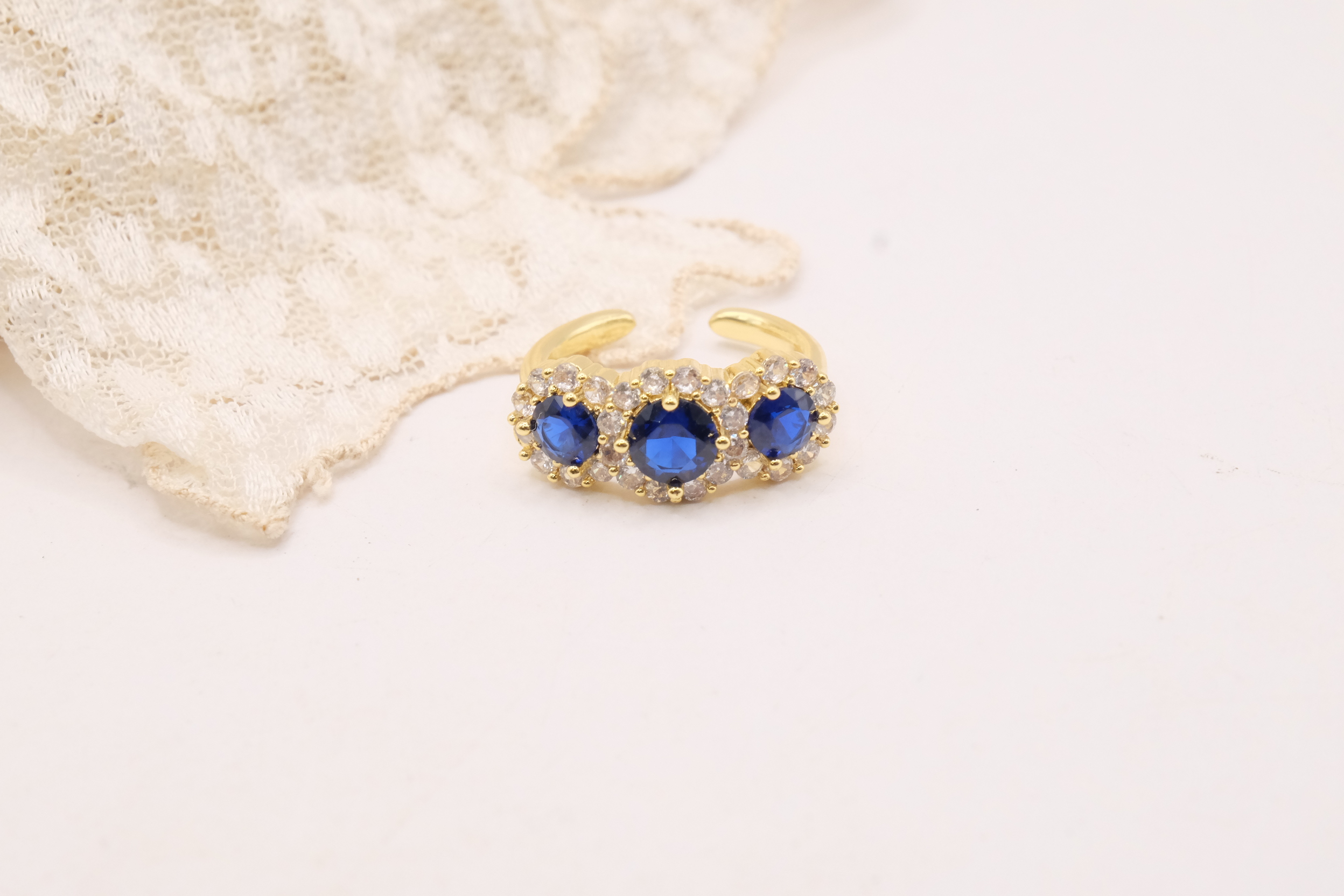 ANELLO TRILOGY OTTONE REGOLABILE ZAFFIRO RUBINO SMERALDO ZIRCONI (4)