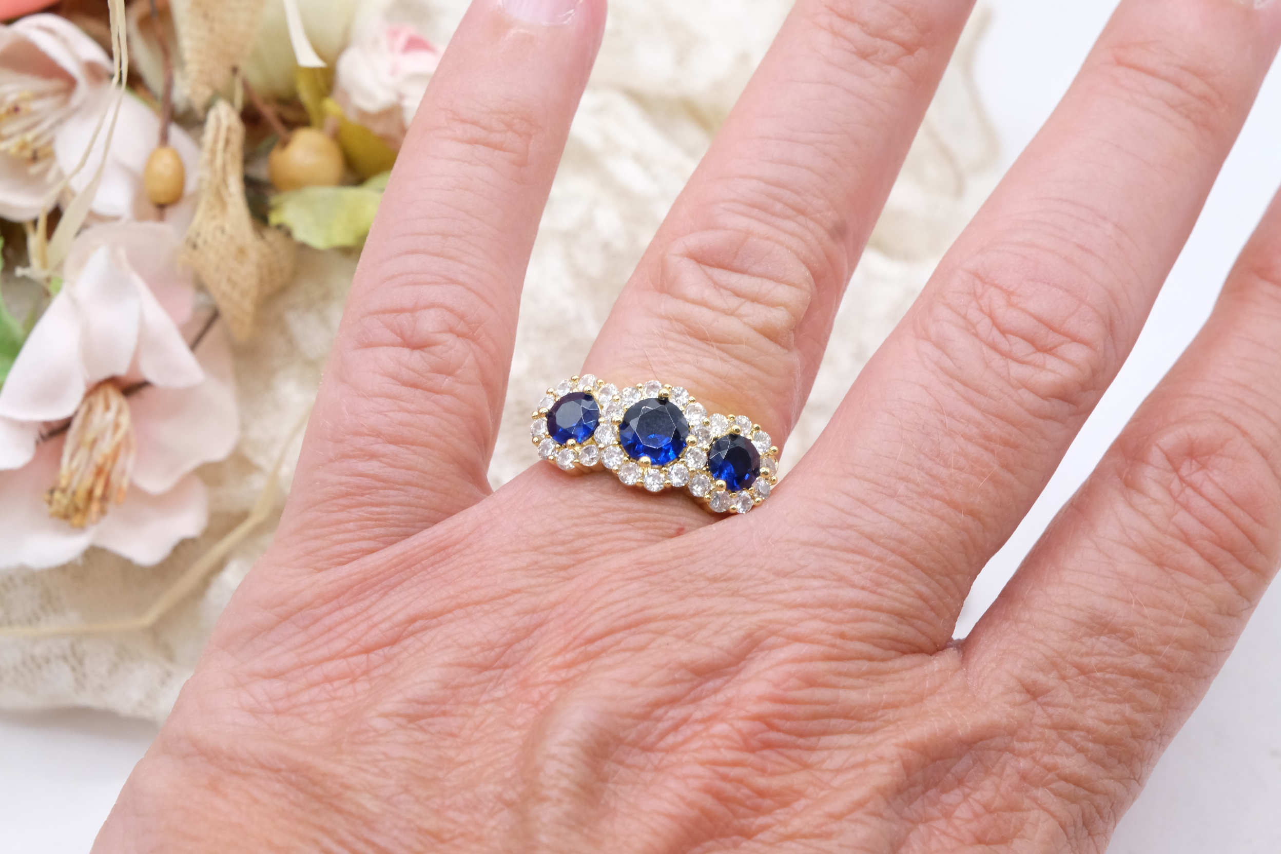 ANELLO TRILOGY OTTONE REGOLABILE ZAFFIRO RUBINO SMERALDO ZIRCONI (7)