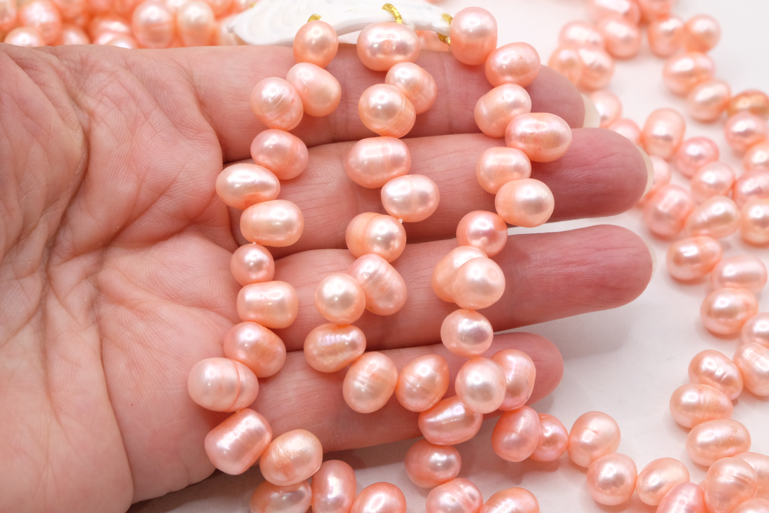 COLLANA 3 FILE DI PERLE ROSA CAMMEO DI TORRE DEL GRECO ARTIGIANALE FANTASIA (4)