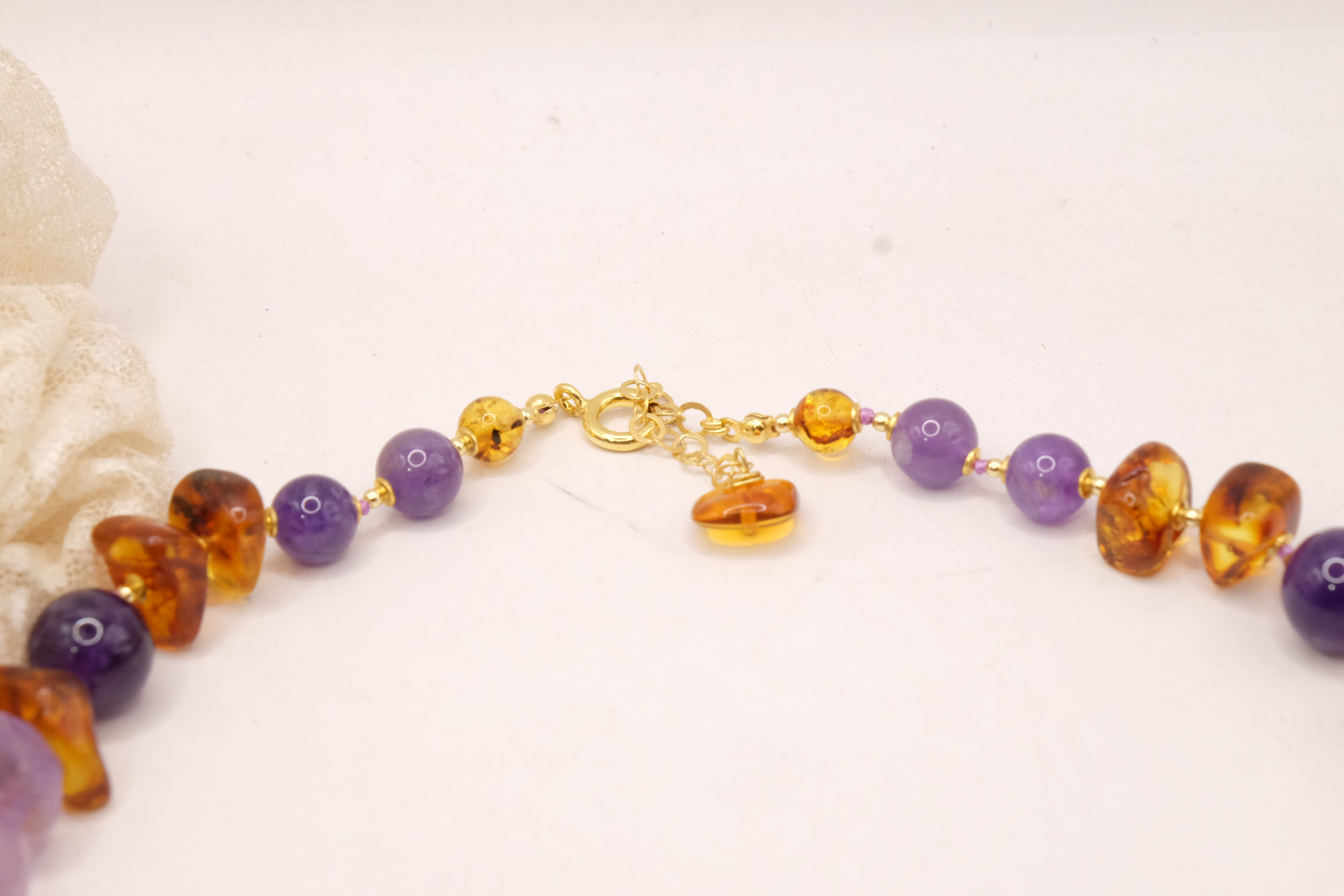 COLLANA ARTIGIANALE CORALLO AMETISTA AMBRA (5)