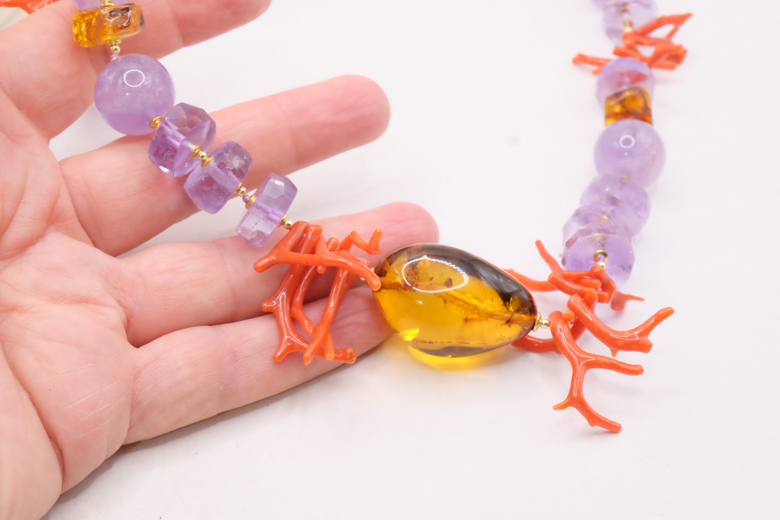 COLLANA ARTIGIANALE CORALLO AMETISTA AMBRA (6)