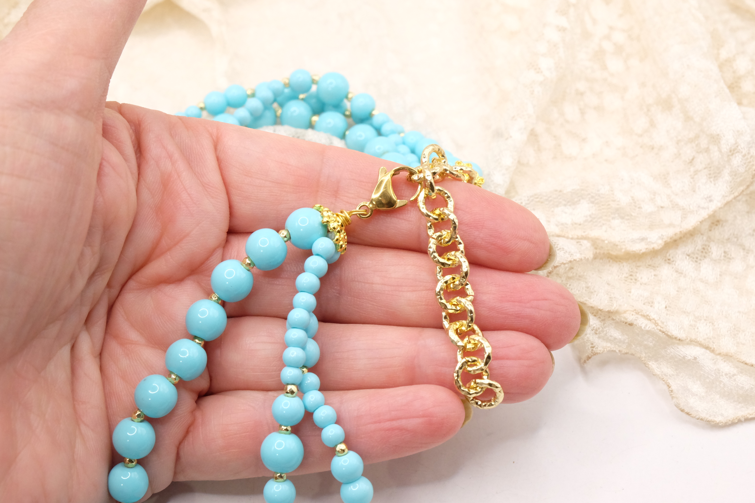 COLLANA ARTIGIANALE MULTIFILO PASTA DI TURCHESE PENDENTE NEPALESE STACCABILE (4)