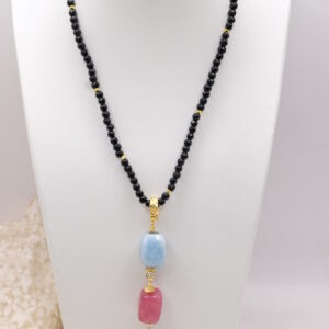 Collana Onice Pendente Angelite Quarzo Ruby Perla