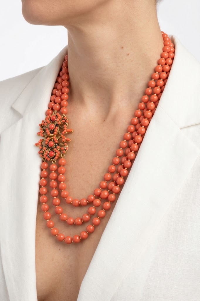 COLLANA ARTIGIANALE PASTA DI CORALLO CHIUSURA PERLINE ROSSE 3 FILI MULTIFILO