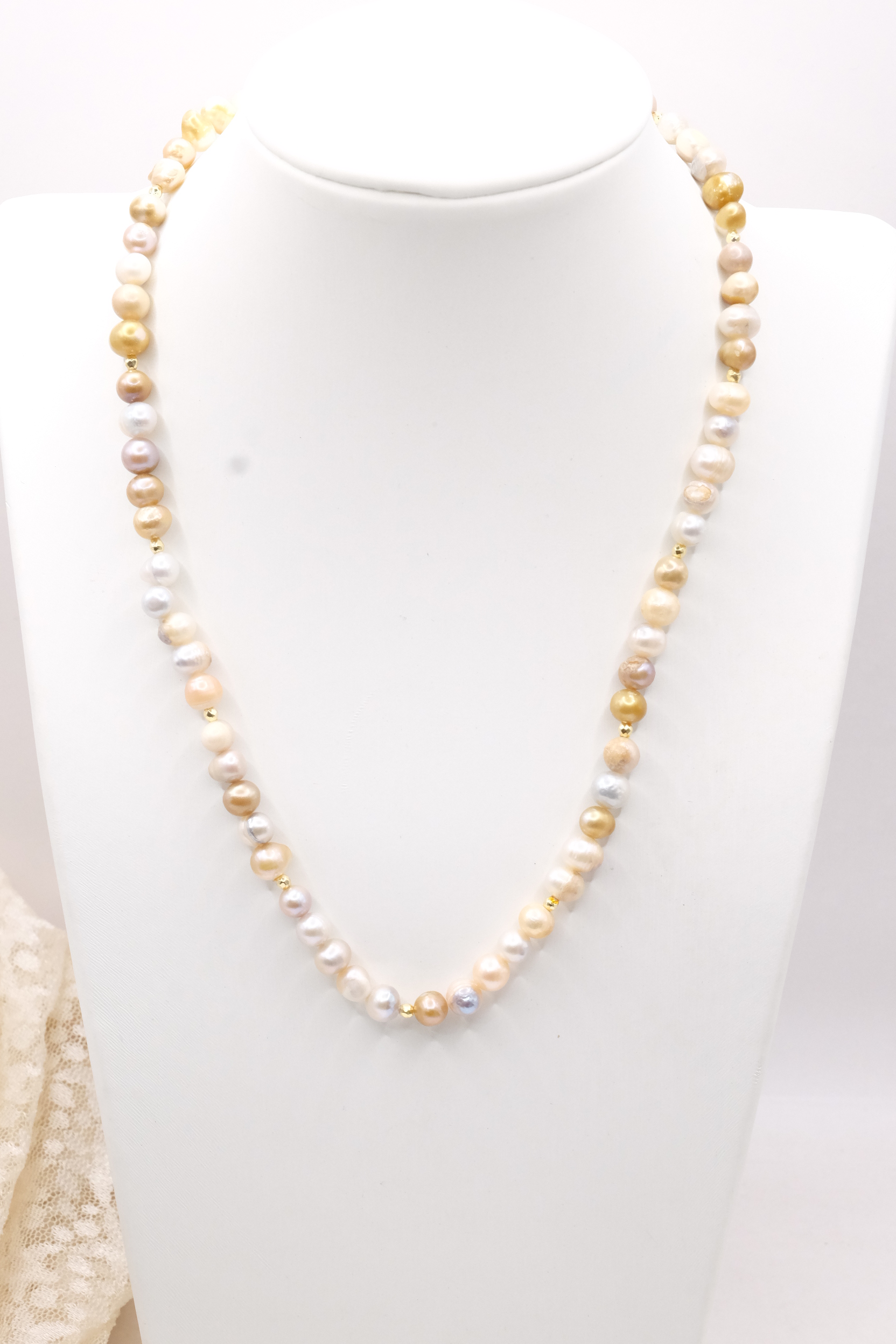 COLLANA ARTIGIANALE PERLE ROSA GOLD ACCIAIO (2)
