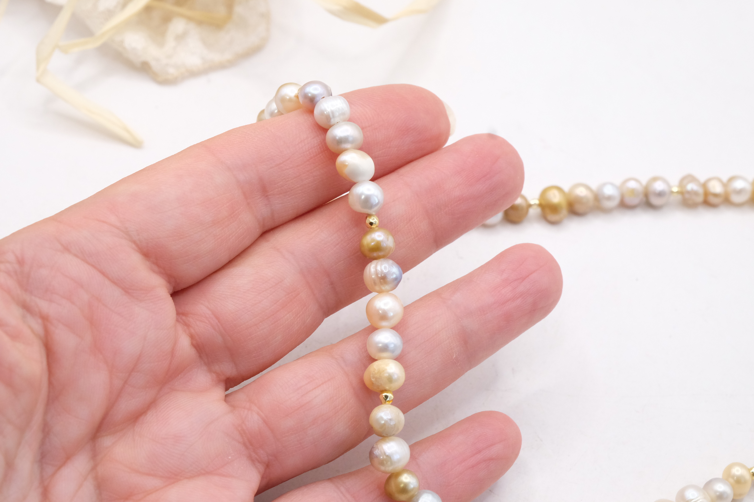 COLLANA ARTIGIANALE PERLE ROSA GOLD ACCIAIO (4)