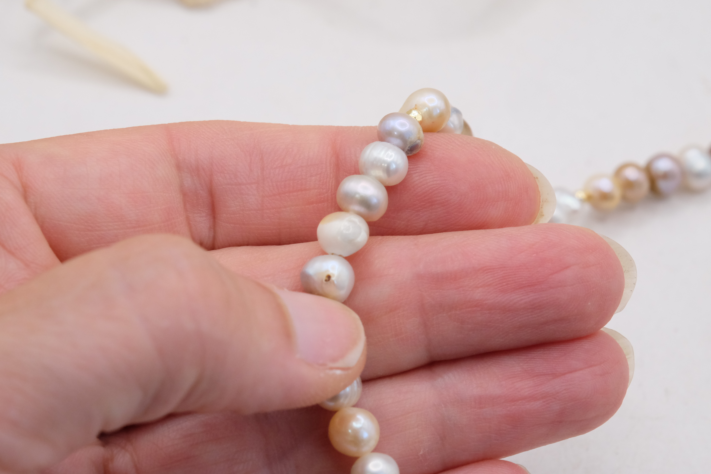 COLLANA ARTIGIANALE PERLE ROSA GOLD ACCIAIO (5)