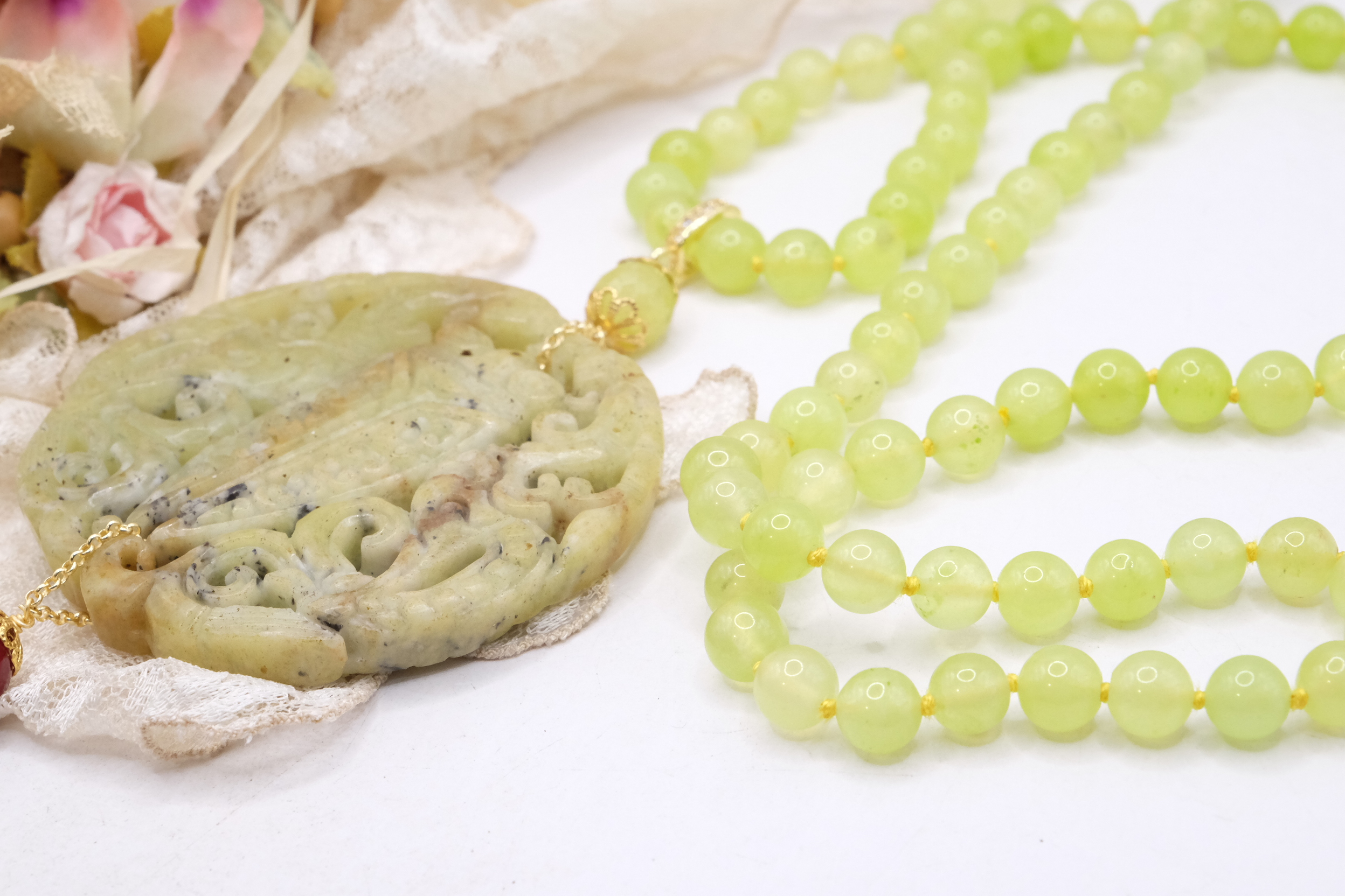 COLLANA CHARLESTON CHANEL MANDALA GIADA VERDE PERLE BORGOGNA ARTIGIANALE (5)