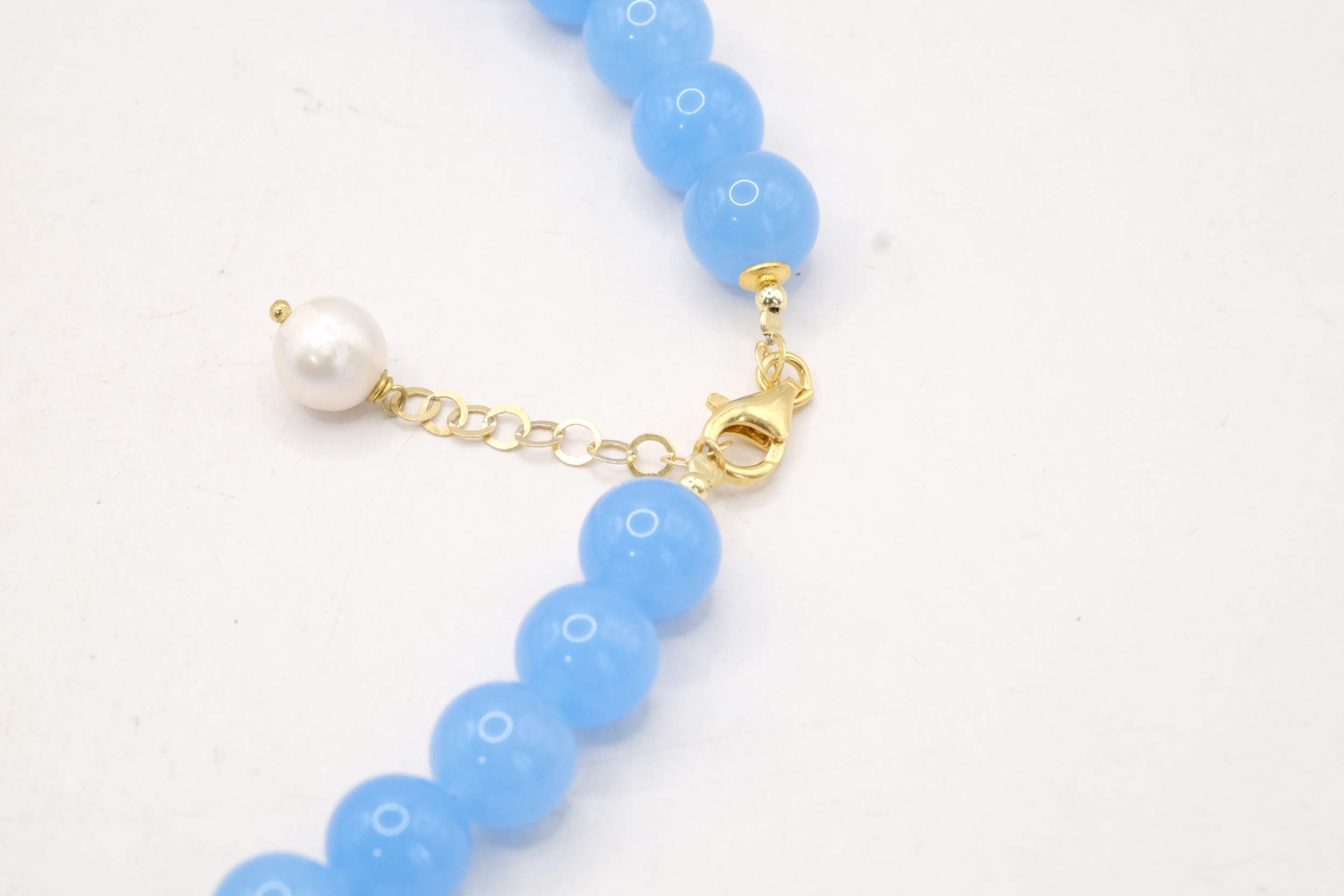 COLLANA GIADA AZZURRA GOCCIA CRISTALLO PERLA NATURALE ARGENTO 925 PLACCATO ORO (1)