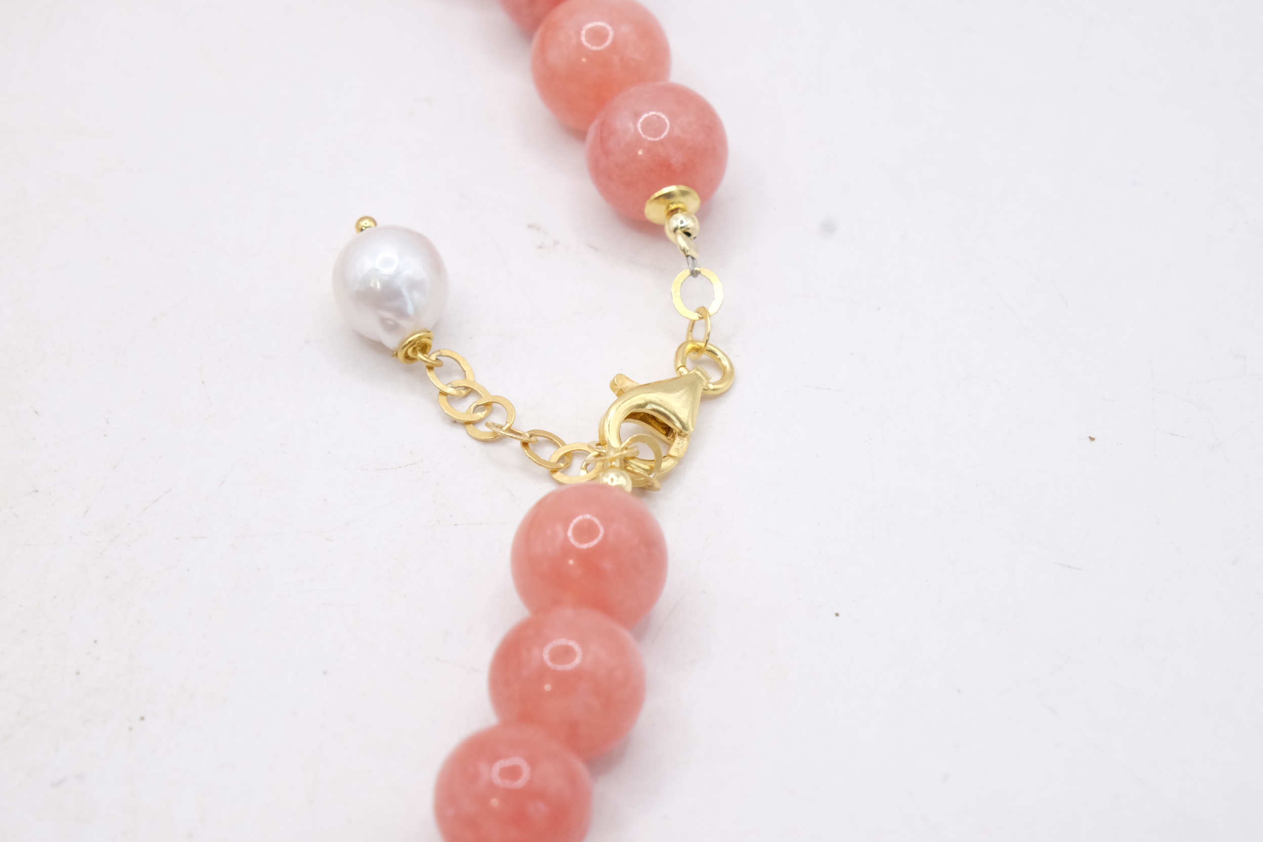COLLANA GIADA ROSA ANTICO GOCCIA CRISTALLO PERLA NATURALE ARGENTO 925 PLACCATO ORO (5)