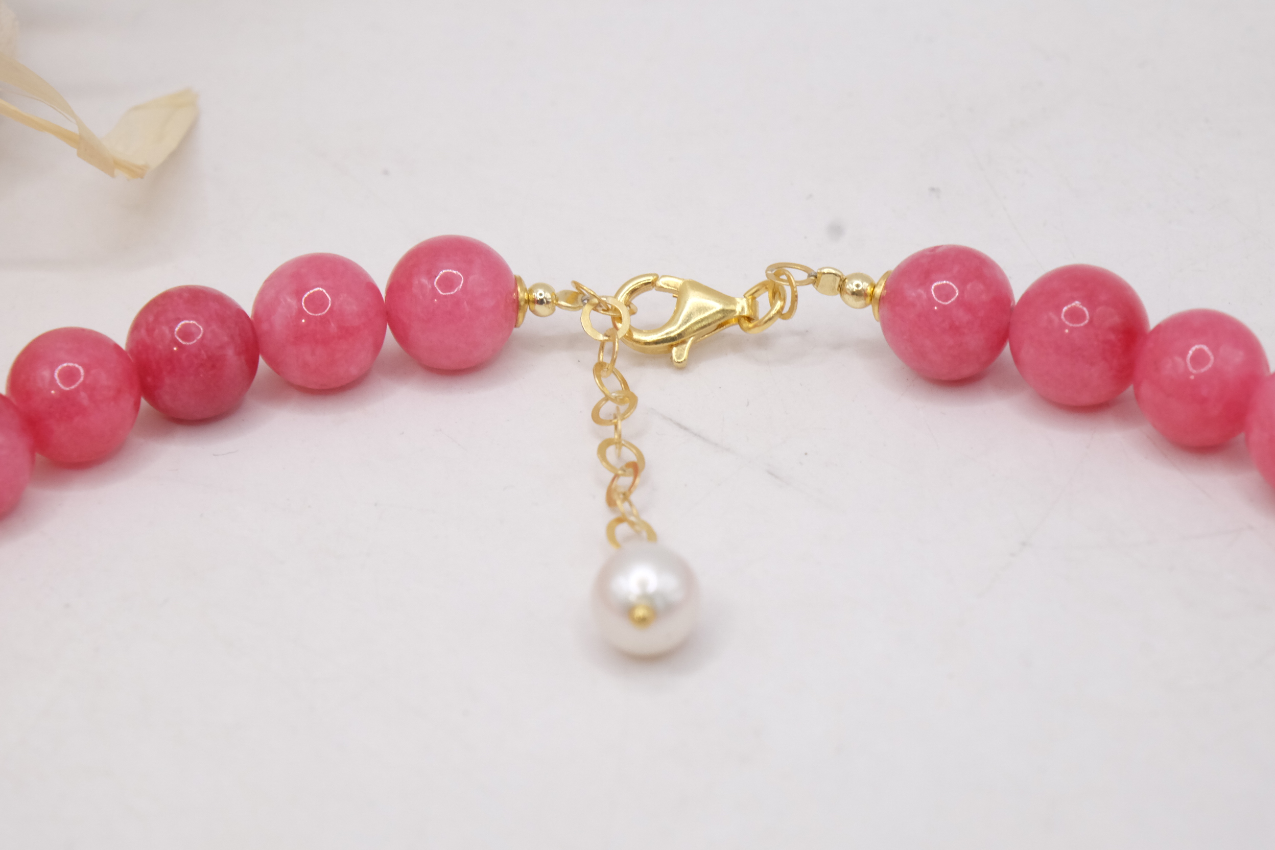 COLLANA GIADA ROSA GOCCIA CRISTALLO PERLA NATURALE ARGENTO 925 PLACCATO ORO (5)