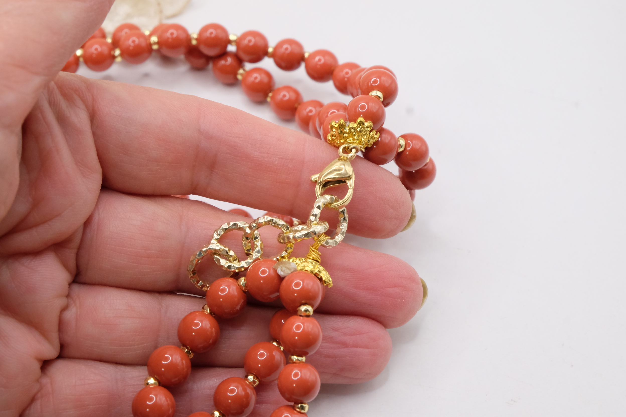 COLLANA MULTIFILO PASTA DI CORALLO CAMMEO ARTIGIANALE TORRE DEL GRECO (4)