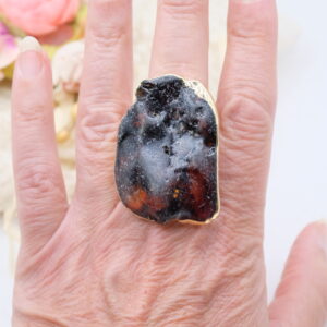 Anello Prezioso Ambra del Baltico Ottone Regolabile Vistoso 9 Modelli