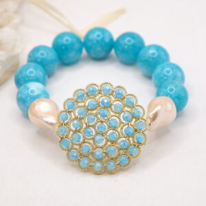 Bracciale Cristalli Ammagliati Angelite Azzurra Perle Maiorca 14/15 o 16/17