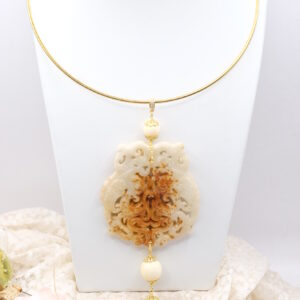 Ciondolo Pendente Beige Variegato Mandala Pasta di Avorio