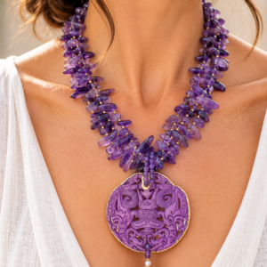 Collana Artigianale Multifilo Ametista Mandala Viola