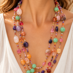 Collana Charleston Chanel Multi Gemme Naturali Argento 925
