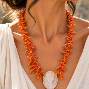 Collana in Corallo del Mediterraneo e Cammeo di Torre del Greco 3 Varianti