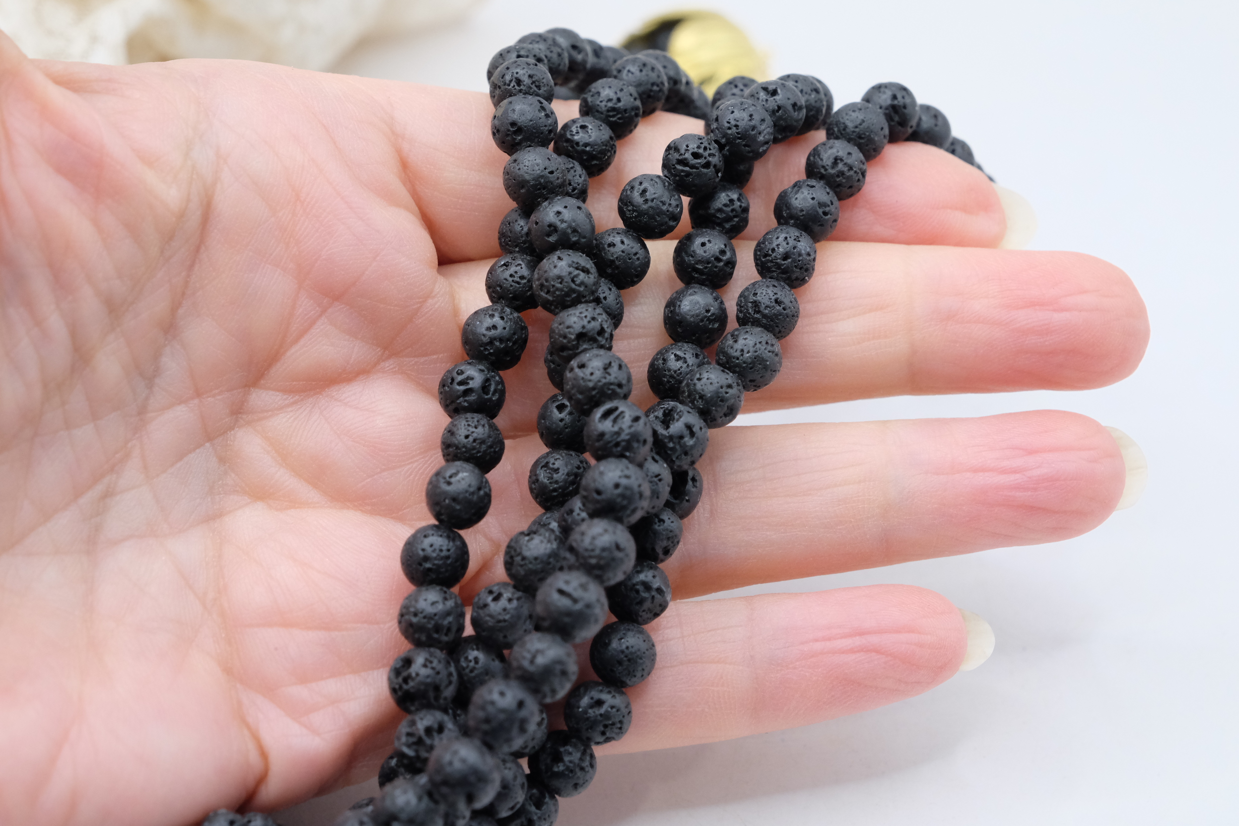COLLANA ARTIGIANALE MULTIFILO PIETRA LAVICA MANDALA GIADA NERO (6)