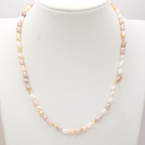 Collana Artigianale Piccole Perle Toni Rosa Malva Gold Acciaio