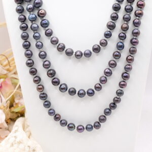 Collana Charleston Chanel Perle Naturali Grigie Lunga